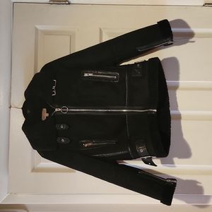 Black faux fur lined jacket
